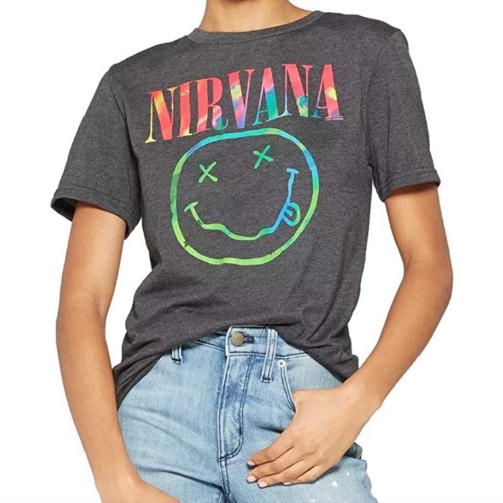 Nirvana Smile Short Sleeve T-shirt Tie Dye Graphic Rock Goth Hippie Retro Grunge - Picture 9 of 12